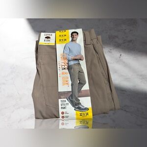 Copper & Oak Men's 32x34 Tech Utility Pants Tan Polyester Zipper Pocket NWT